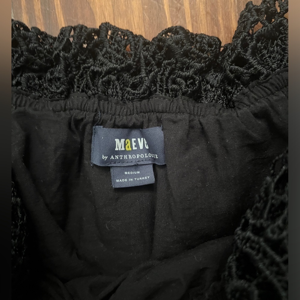 ANTHROPOLOGIE MAEVE Off-The-Shoulder Cutwork Top Black - Picture 8 of 9